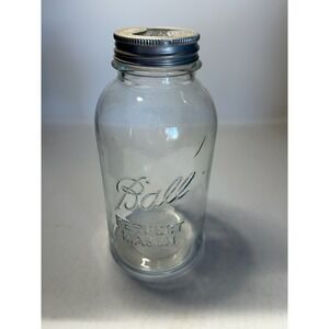 Vintage Ball Perfect Mason Clear Glass 9" Quart Jar with Metal Lid (1933-1960)